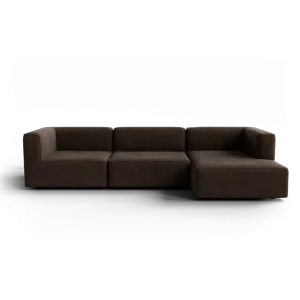 3-Sitzer Chaiselongue, rechts -TASI- Farbe Espresso - Stoff: kvadrat Moss