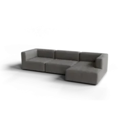 3-Sitzer Chaiselongue, rechts -TASI- Farbe Zinc - Stoff: Pina