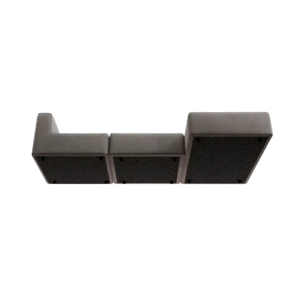 3-Sitzer Chaiselongue, rechts -TASI- Farbe Zinc - Stoff: Pina