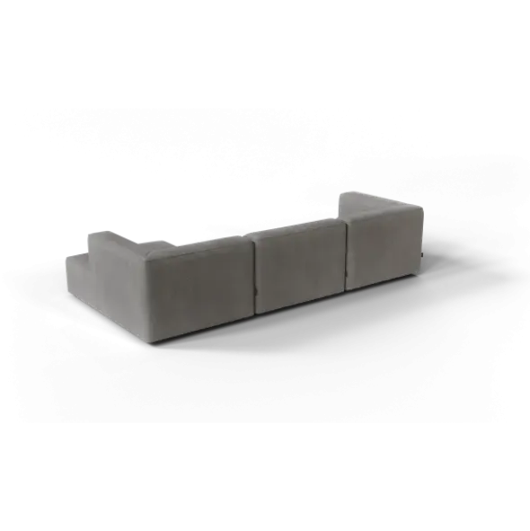 3-Sitzer Chaiselongue, rechts -TASI- Farbe Zinc - Stoff: Pina