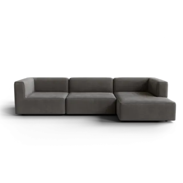 3-Sitzer Chaiselongue, rechts -TASI- Farbe Zinc - Stoff: Pina