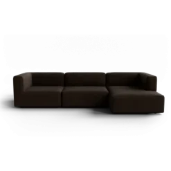 3-Sitzer Chaiselongue, rechts -TASI- Farbe Espresso - Stoff: Pina