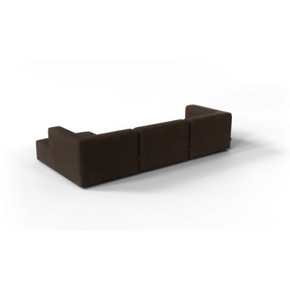 3-Sitzer Chaiselongue, rechts -TASI- Farbe Espresso - Stoff: Pina