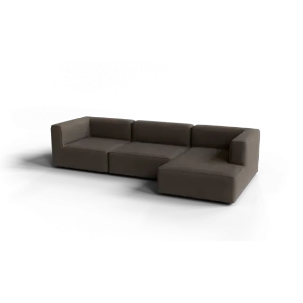 3-Sitzer Chaiselongue, rechts -TASI- Farbe Shitake - Stoff: Boucla