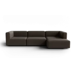 3-Sitzer Chaiselongue, rechts -TASI- Farbe Shitake - Stoff: Boucla