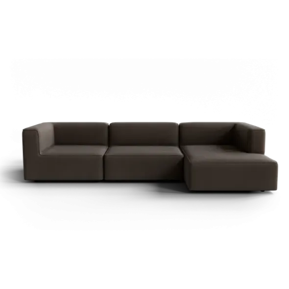 3-Sitzer Chaiselongue, rechts -TASI- Farbe Shitake - Stoff: Boucla