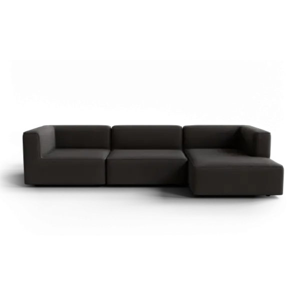 3-Sitzer Chaiselongue, rechts -TASI- Farbe Taupe - Stoff: Boucla