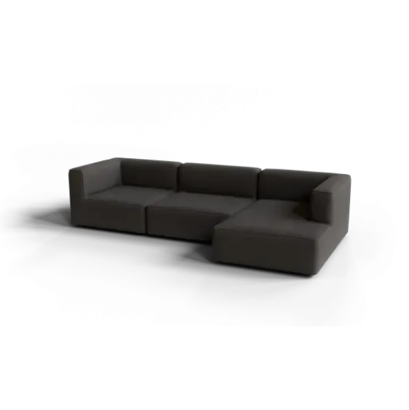 3-Sitzer Chaiselongue, rechts -TASI- Farbe Taupe - Stoff: Boucla