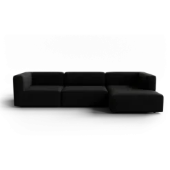 3-Sitzer Chaiselongue, rechts -TASI- Farbe Coal - Stoff: Boucla