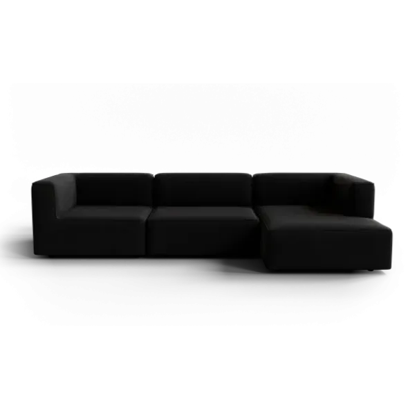 3-Sitzer Chaiselongue, rechts -TASI- Farbe Coal - Stoff: Boucla
