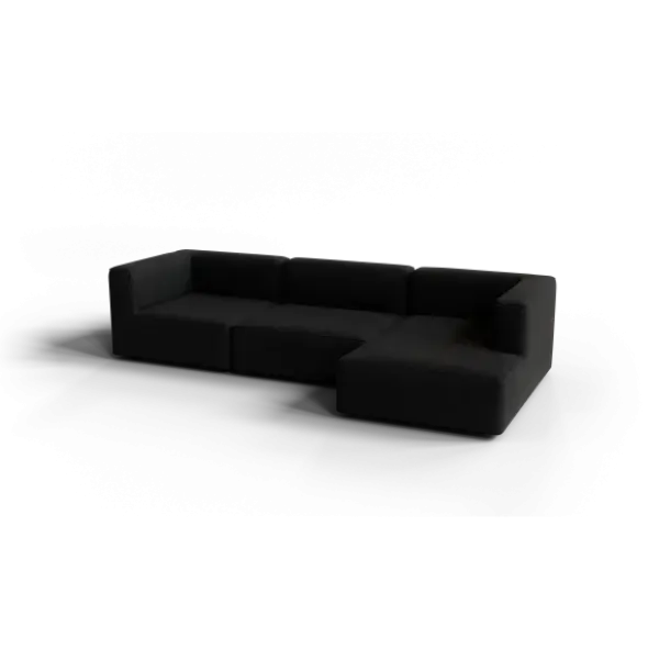 3-Sitzer Chaiselongue, rechts -TASI- Farbe Coal - Stoff: Boucla