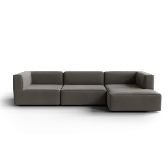 3-Sitzer Chaiselongue, rechts -TASI- Farbe Shitake - Stoff: kvadrat Melange Nap