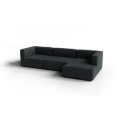 3-Sitzer Chaiselongue, rechts -TASI- Farbe Coal - Stoff: kvadrat Melange Nap