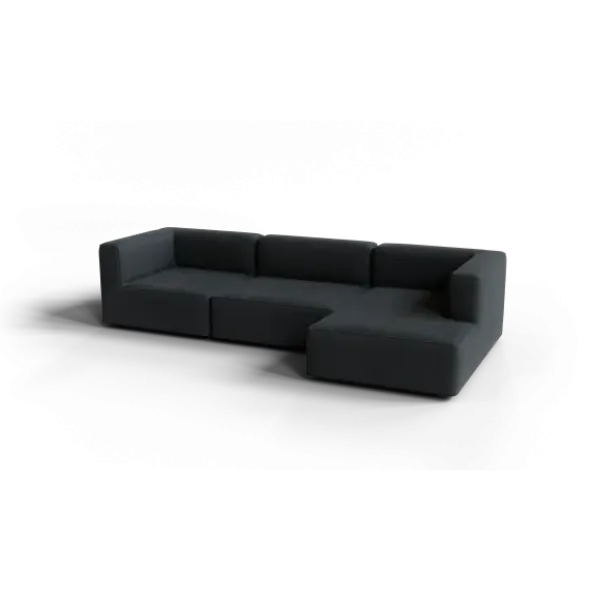 3-Sitzer Chaiselongue, rechts -TASI- Farbe Coal - Stoff: kvadrat Melange Nap