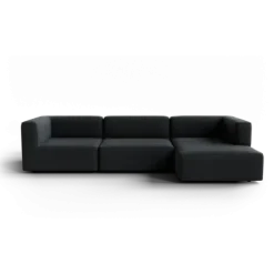 3-Sitzer Chaiselongue, rechts -TASI- Farbe Coal - Stoff: kvadrat Melange Nap