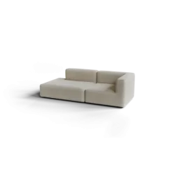 2-Sitzer Open End, links -TASI- Farbe Beige - Stoff: Boucla