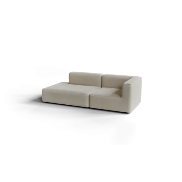 2-Sitzer Open End, links -TASI- Farbe Beige - Stoff: Boucla