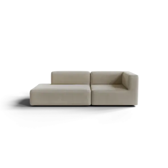2-Sitzer Open End, links -TASI- Farbe Beige - Stoff: Boucla