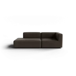 2-Sitzer Open End, links -TASI- Farbe Shitake - Stoff: Boucla